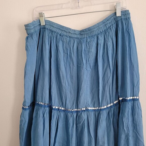 Blue Cotton Hippie Boho long Maxi skirt one size - Picture 7 of 9